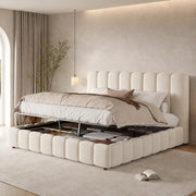 letto imbottito velluto beige 160 x 200 cm