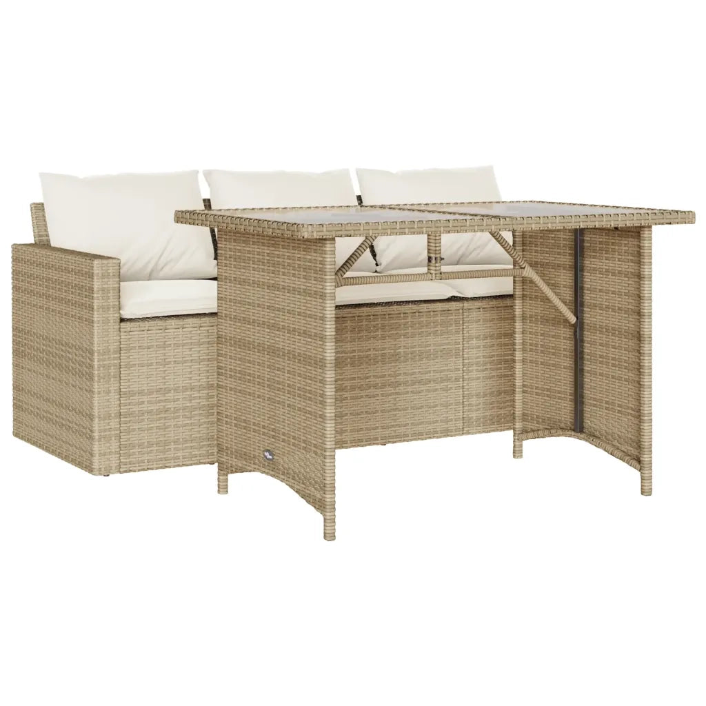Set da Pranzo da Giardino 2 pz con Cuscini Beige in Polyrattan 366332