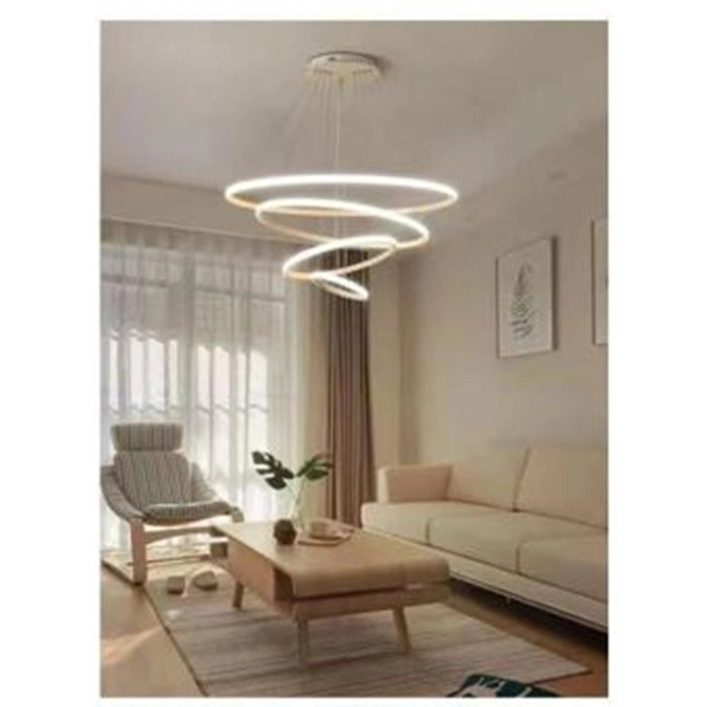Trade Shop - Lampadario Sospeso Led 120w 4 Cerchi Pendente Rotondo Anelli Bianco Luce 4000k 50279 -