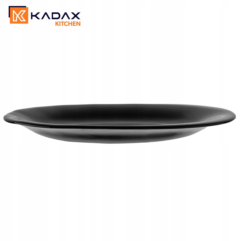 Piatto da dessert KADAX da 21,5 cm per torte, in vetro nero, piatto piatto