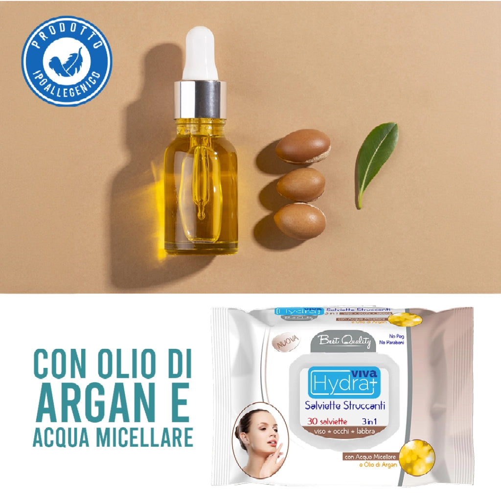 MAURY'S SALVIETTE DETERGENTI UMIDIFICATE STRUCCANTI 3IN1 30PZ OLIO DI ARGAN