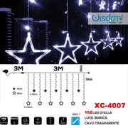 Trade Shop - Tenda Luminosa Natalizia 168 Led Con Stelle Luce Bianca Cavo Trasparente Xc-4007 -