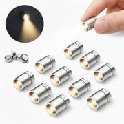 Mini LED lampette in plastica - con luce calda bianca - con batterie - Mini LED lampette in plastica con riflessi argentati