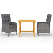 Set Mobili da Pranzo per Giardino 3 pz Grigio cod mxl 36979