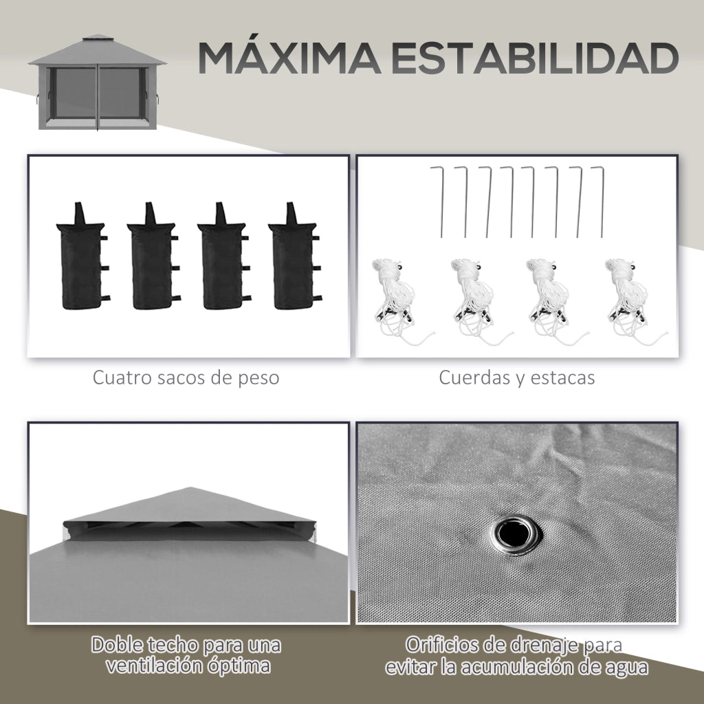 Tenda da giardino pieghevole ¨C zephmum ¨C grigio 4x4x2.8 m