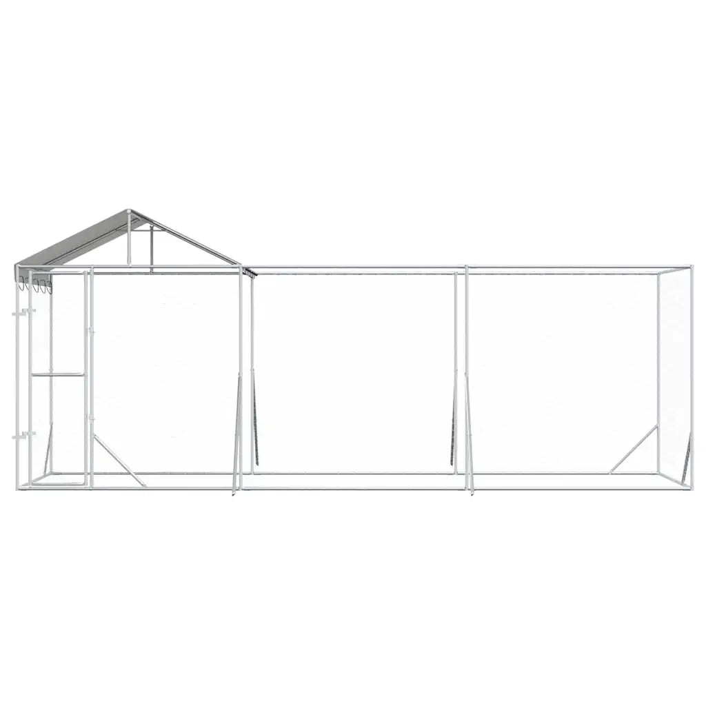 Cuccia Cani da Esterno Tetto Argento 6x2x2,5 m Acciaio Zincato 3190467