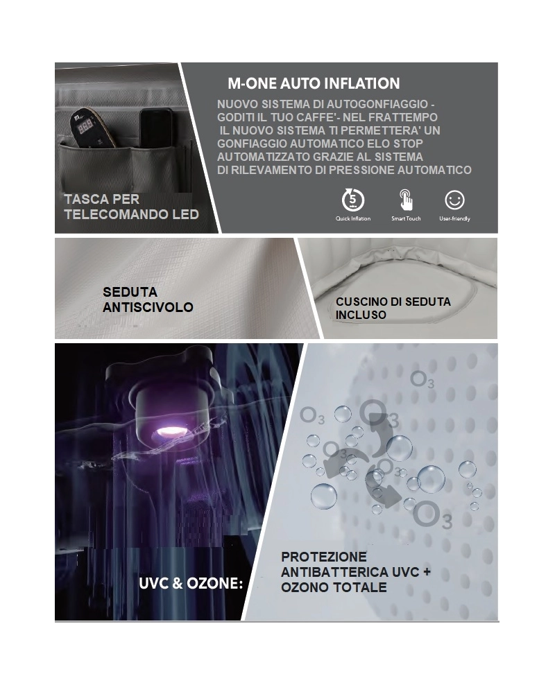 Minipiscina SPA idromassaggio gonfiabile da esterno o interno 185cm accessoriata Sicorage Polvit