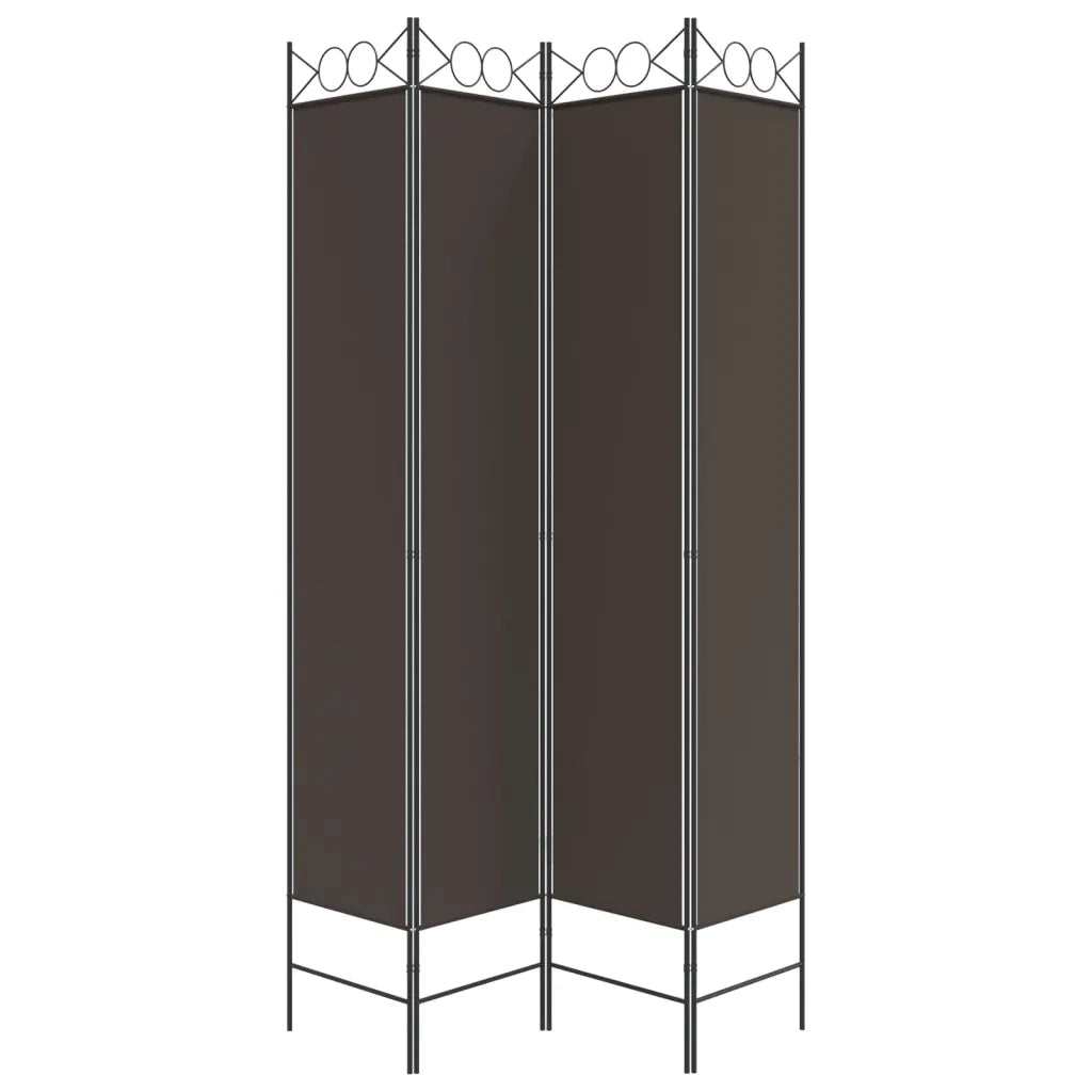 Divisorio a 4 Pannelli Marrone 160x220 cm in Tessuto 350167