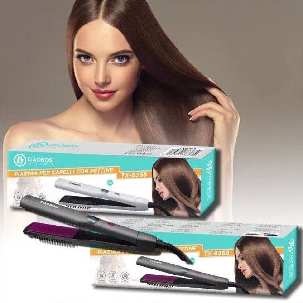 Trade Shop - Piastra Elettrica Per Capelli Lisci Mossi Ondulati Con Pettine 60 W Ptc Tx-8368 -
