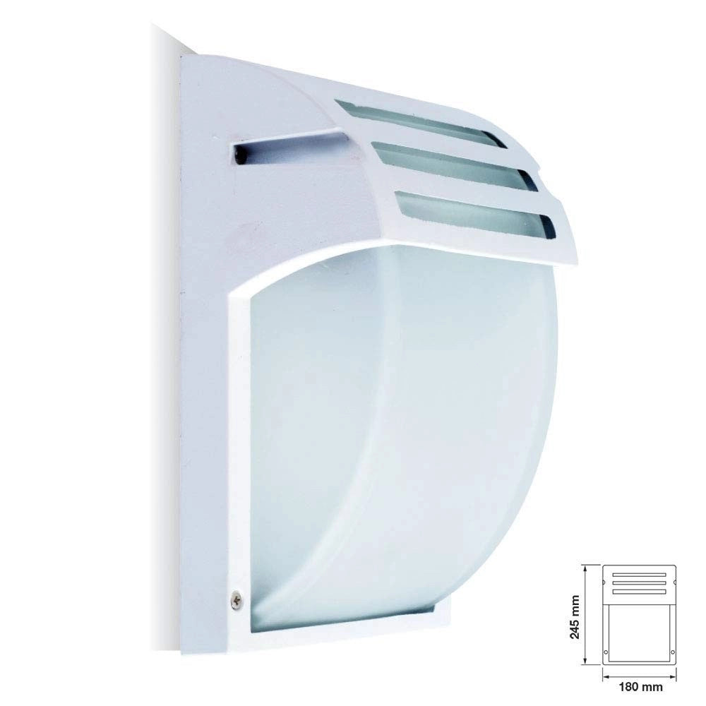 Trade Shop - Portalampada Esterno Alluminio Vetro Bianco Vt7077 E27 Ip44 Illuminazione -