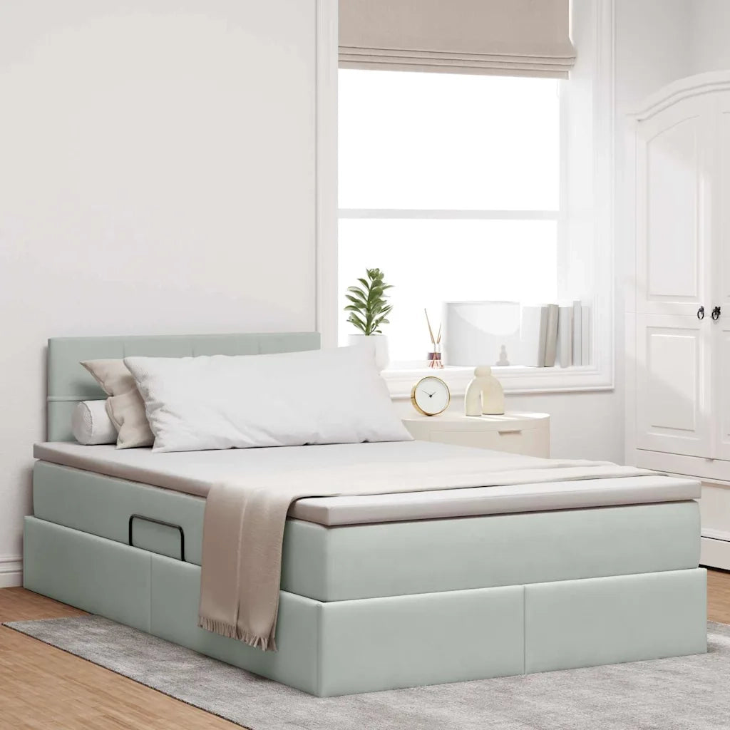 Letto con Contenitore Grigio chiaro 120 x 200 cm Velluto