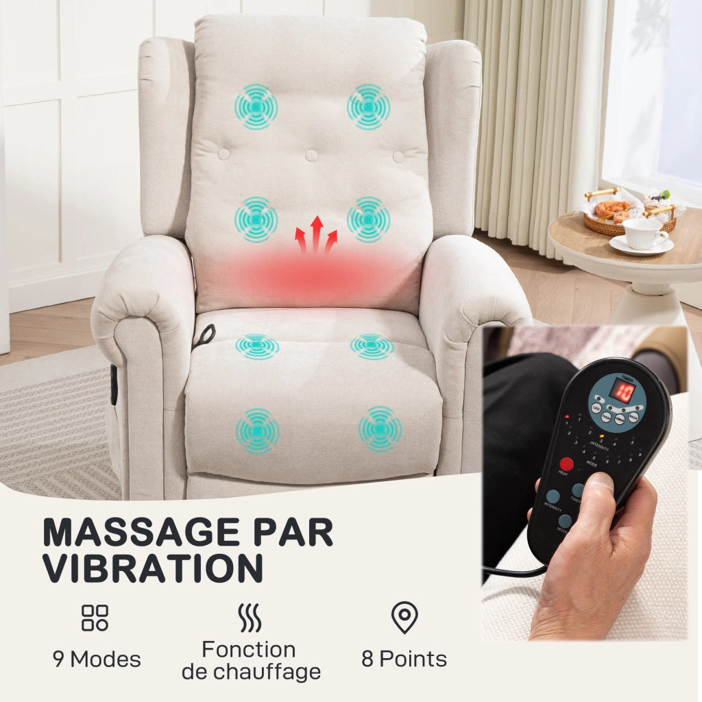 Poltrona massaggiante e riscaldante reclinabile ¨C zephmum ¨C beige