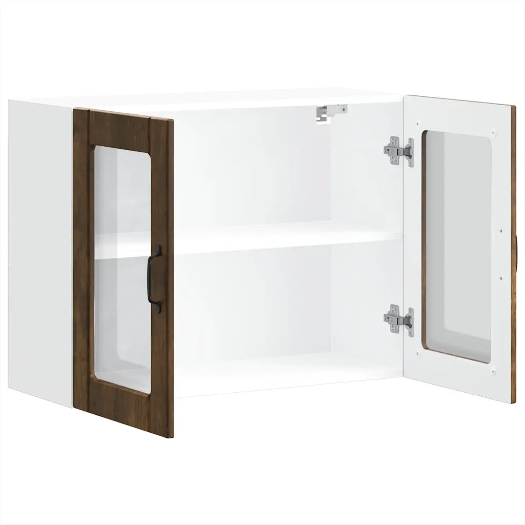 Mobiletto da cucina a parete pratico e di design 80 x 31 x 60 cm con spazio contenitivo ottimale realizzato in legno composito finitura rovere affumicato 02_0050197
