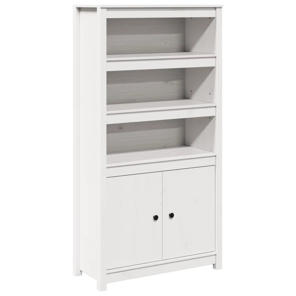 Credenza-Buffet-Armadio da cucina Bianca 80x35x154 cm in Legno Massello di Pino