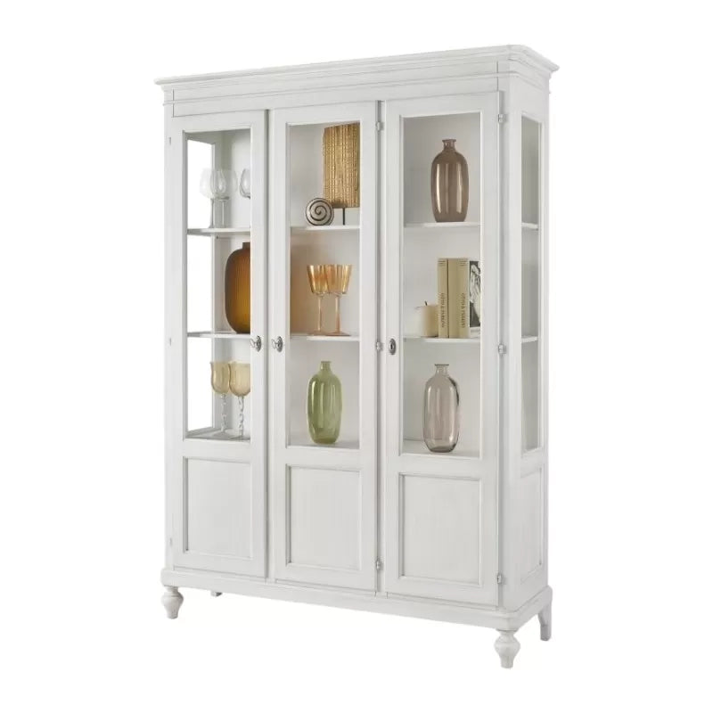 Vetrina classica 3 ante arte shabby legno bianco 144x45x200 (953) - Mobili 2G