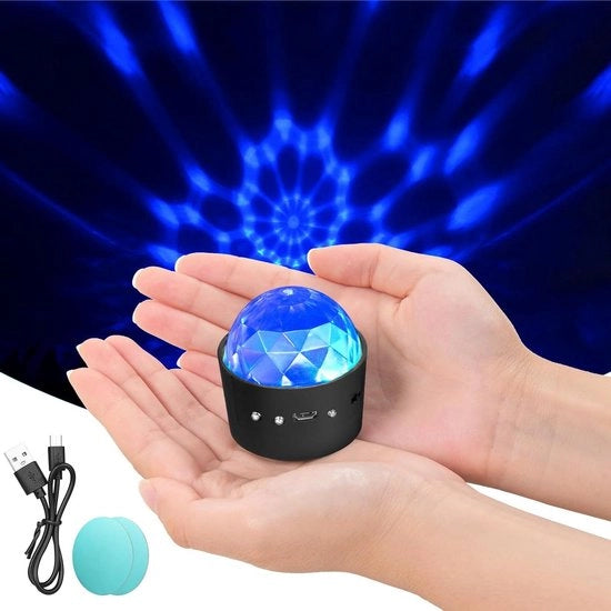 Luminaria da discoteca a 360 gradi con controllo vocale RGB a 4 colori, connessione USB, per palco, festa, bar, club, compleanni, Natale.
