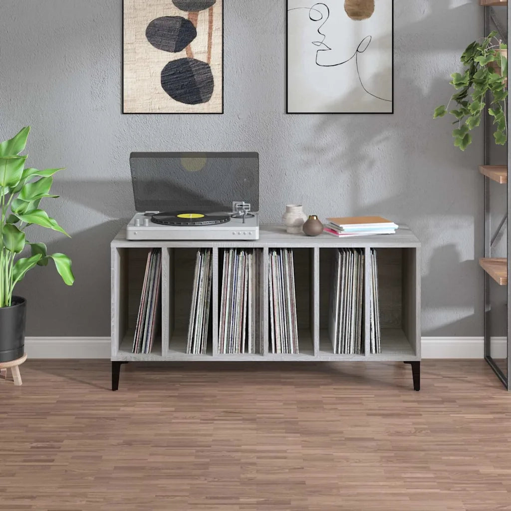 Mobile Porta Dischi Grigio Sonoma 100x38x48cm Legno Multistratocod mxl 103887