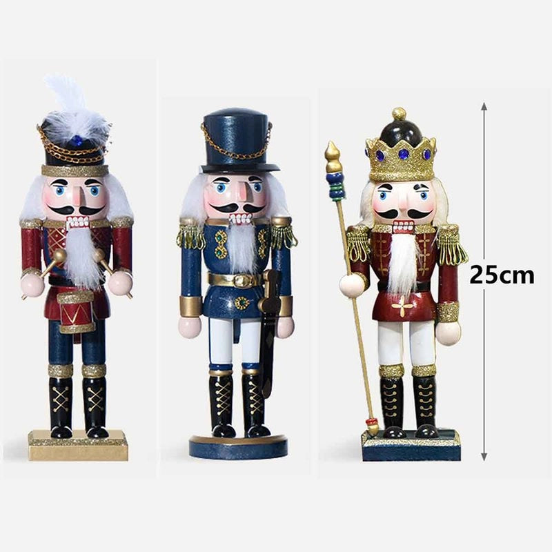 1 Pezzo Schiaccianoci di Natale in Legno Altezza 25cm Serie Rossa e Blu