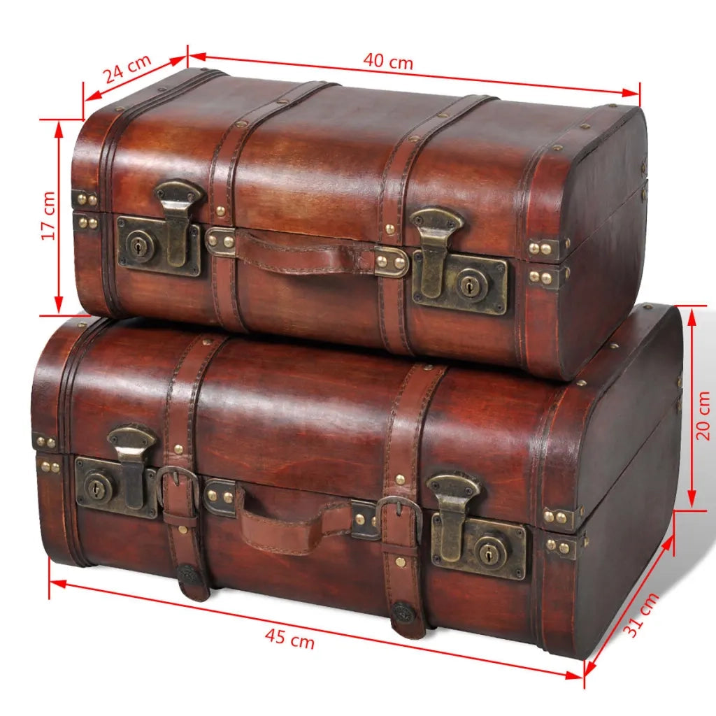 Baule del Tesoro in Legno 2 pz Vintage Marrone CFW2931000
