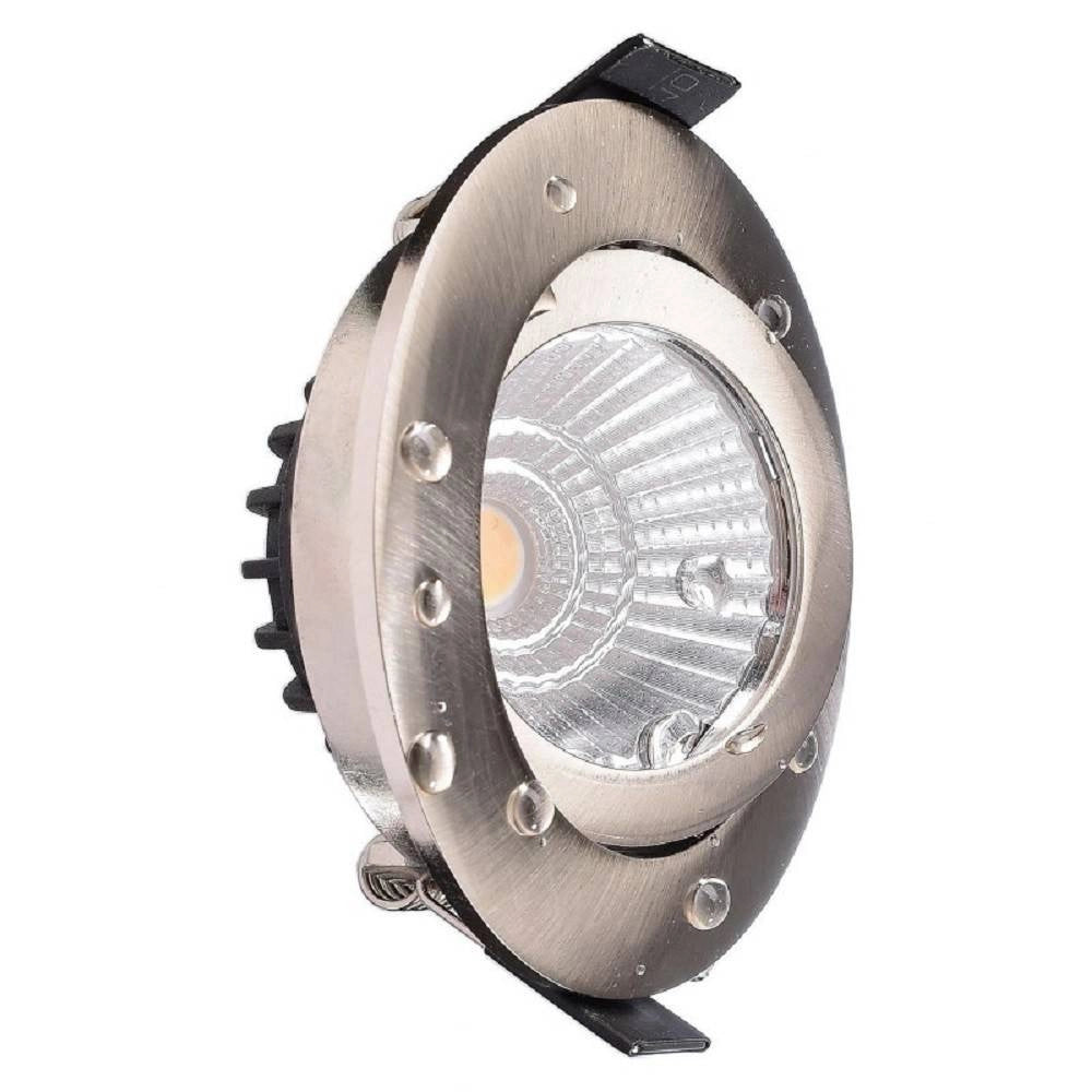 Trade Shop - Faretto Incasso Tondo Slim Luce Box Doccia Led 8w Orientabile Dimmerabile Nichel -