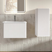 Mobile bagno sospeso 60 cm bianco in MDF con lavabo e mobile laterale