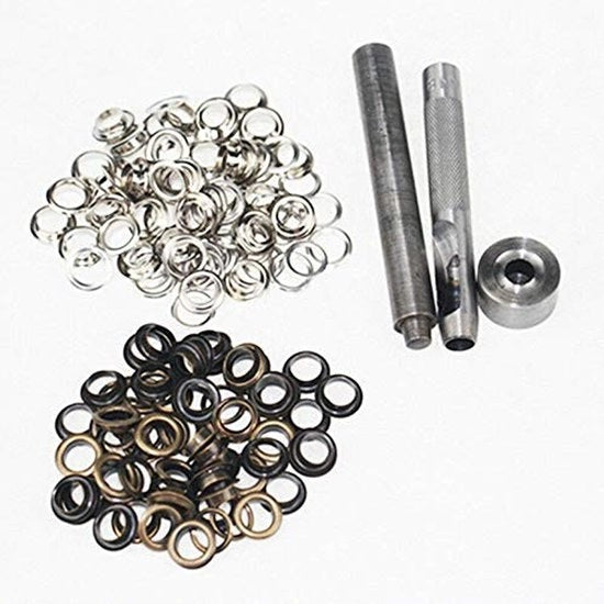Kit di Grommet per Orecchini - Set 100 pezzi - Tassello per Orecchini Incluso - Effetto Argento - Zaffiro/Bronzo - Ideale per il Ricamo - Grommets