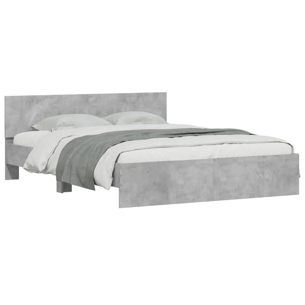 Giroletto con Testiera-Struttura Letto con testiera Grigio Cemento 140x200 cm