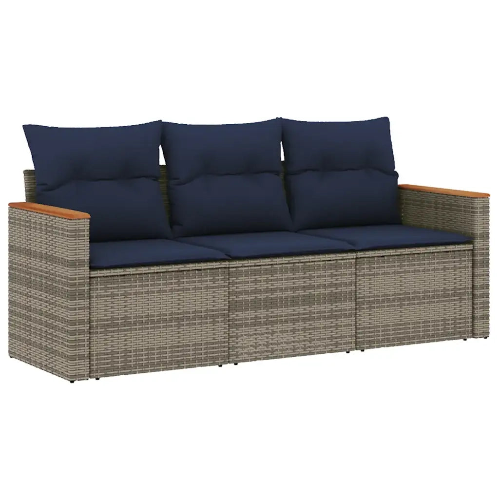 Set Divani da Giardino 3 pz con Cuscini Grigio in Polyrattan 3225760