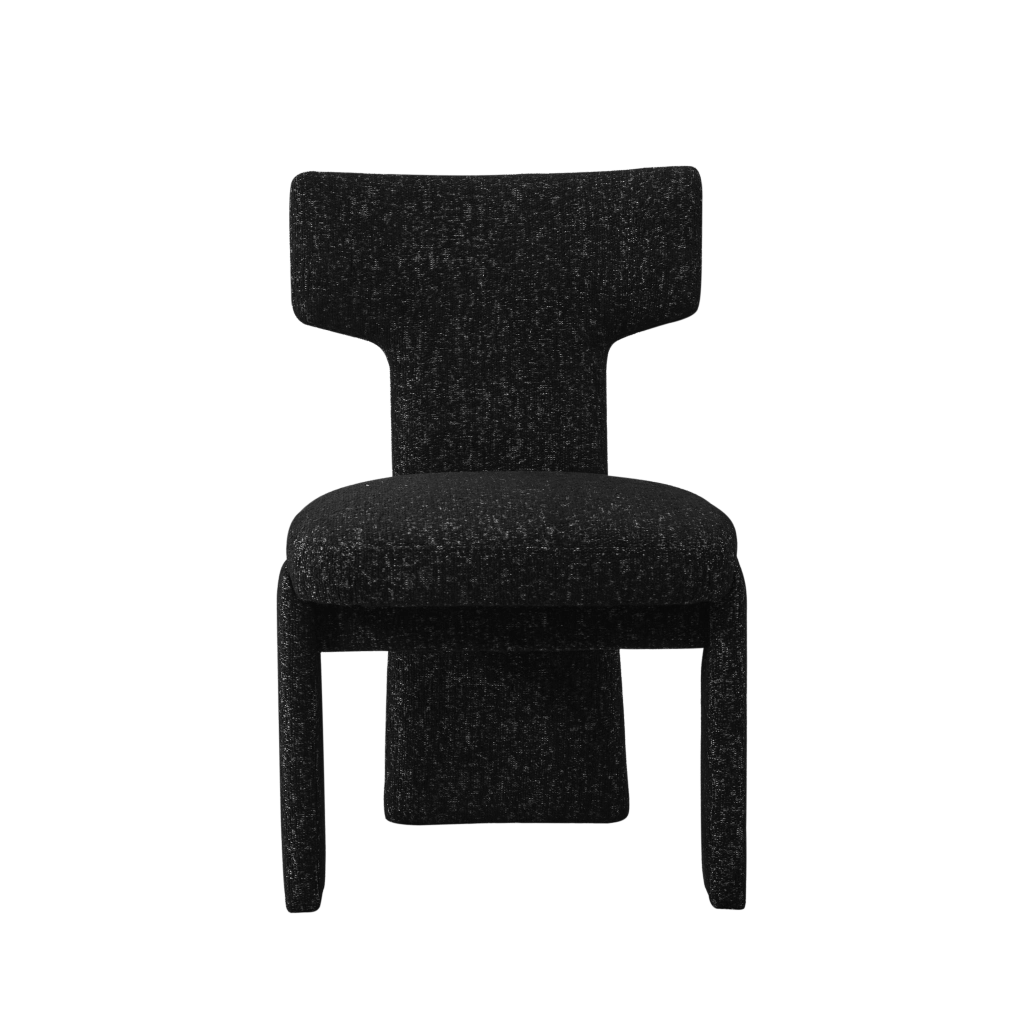 Poltrona Accent in Tessuto Chenille senza Braccioli ¨C MINIMAL ¨C Grigio Nero, Gambe in Legno