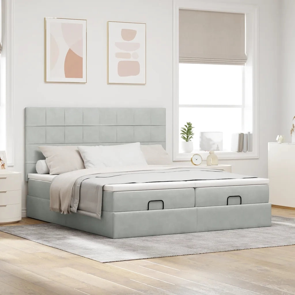 Struttura Letto Pouf con Materassi 160x200 cm in Velluto 3314615