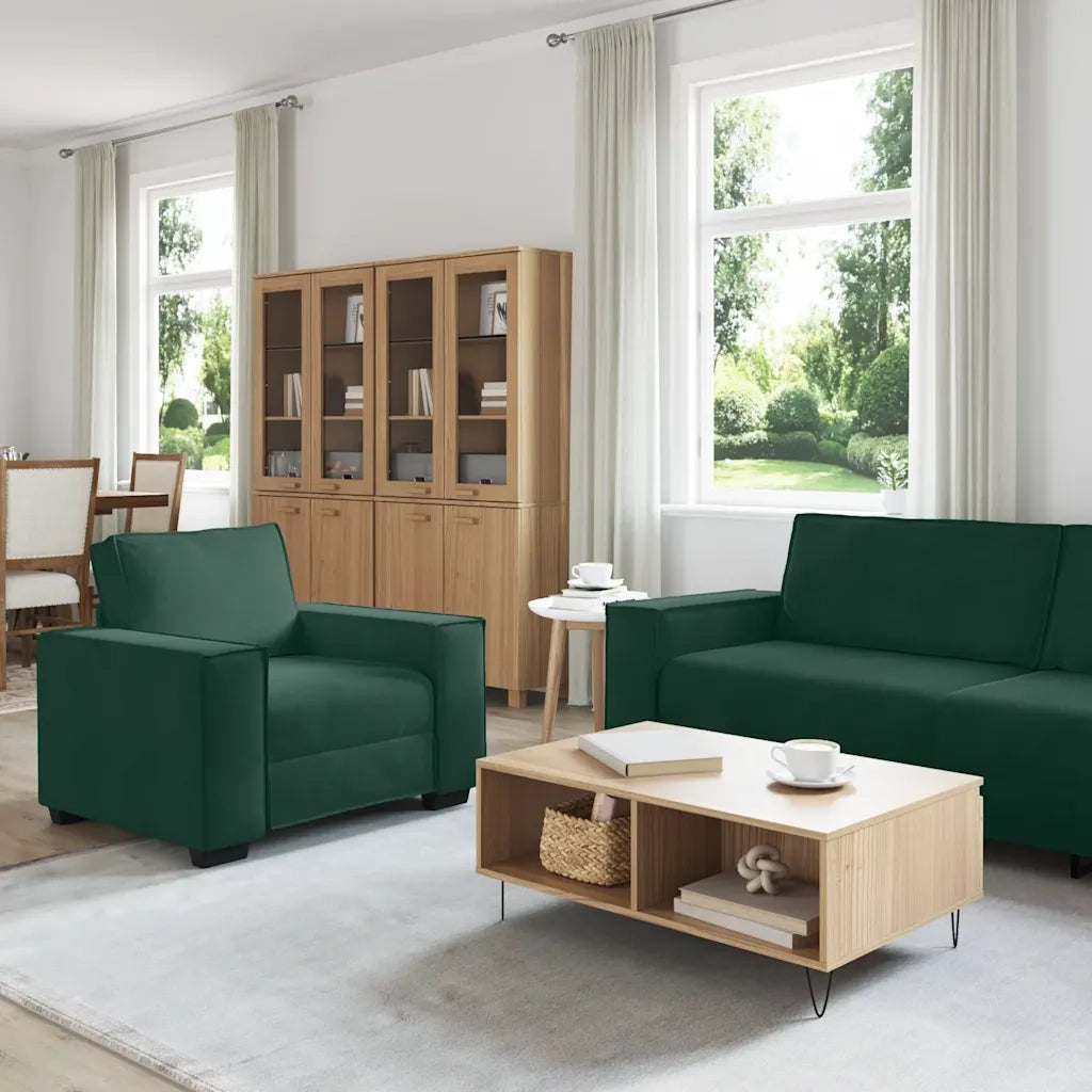 Set di Divani 3 pz con Cuscini Verde scuro in Velluto 3324620