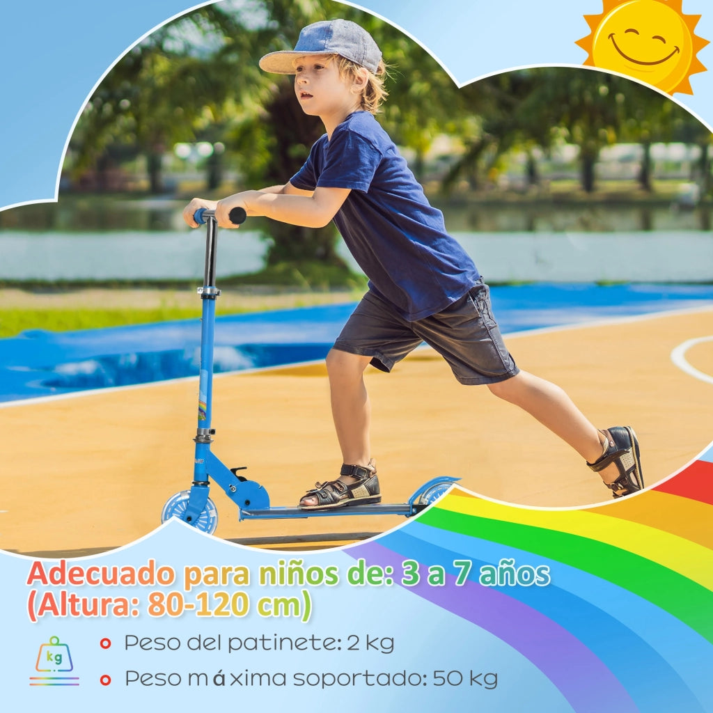 Pattinino per Bambini Pieghevole con Luci LED ¨C Zephmum ¨C Blu 67x32x65-78 cm