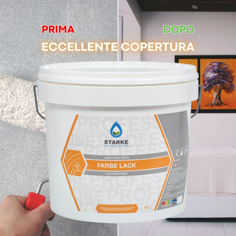 Farbe lack smalto murale acrilico bianco satinato alta resistenza smacchiabile *** formato 5 lt, confezione 1