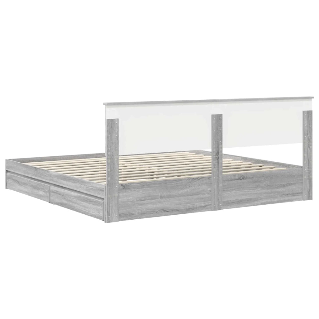 Letto con Contenitore con testiera Grigio Sonoma 200 x 200 cm