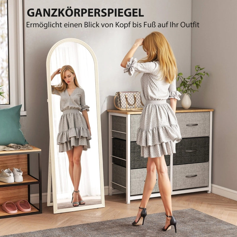 Specchio da terra a figura intera 50 x 160 cm con montaggio a parete e struttura ad arco, bianco