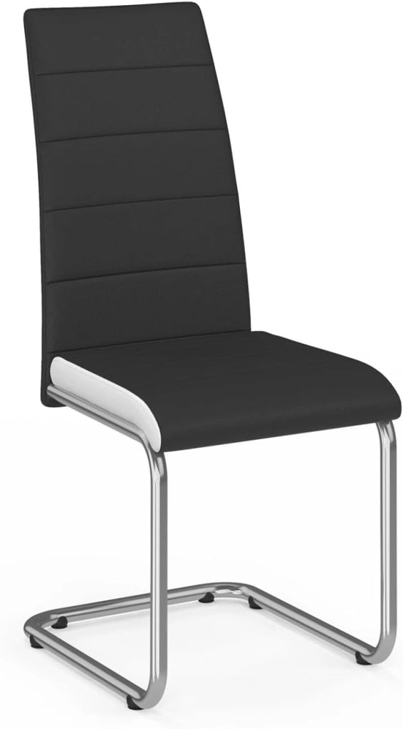 Set di 4 sedie da pranzo nere con fascia bianca per la sala da pranzo MIA