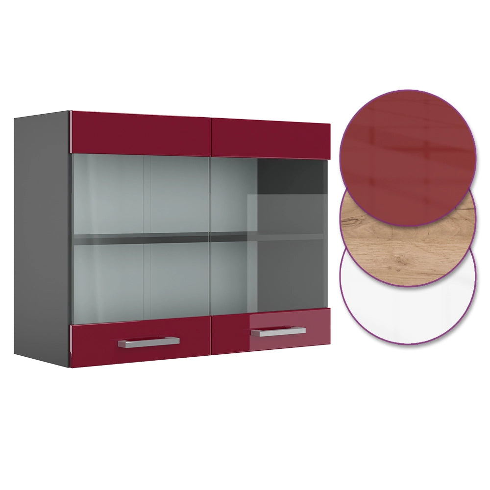 Vicco Mobile da cucina in vetro Rosso lucido 80 cm