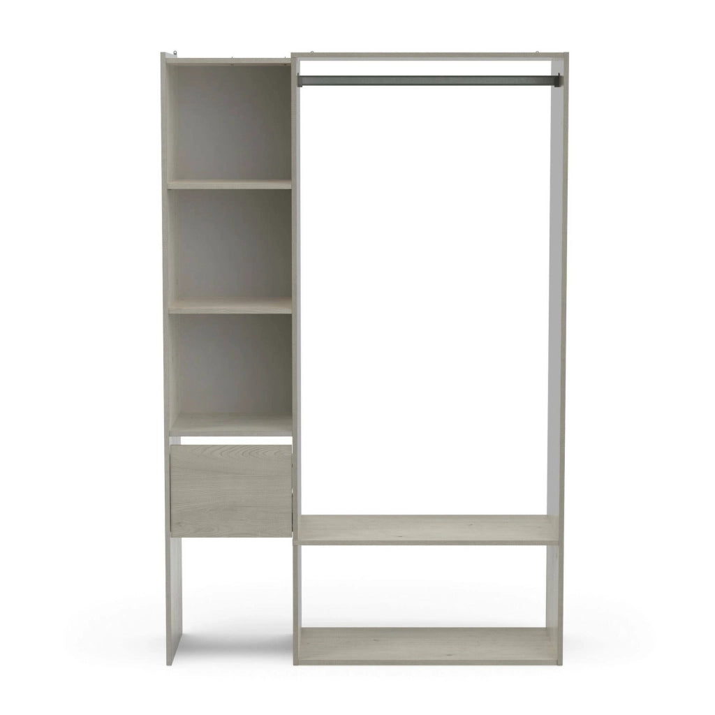 Guardaroba grande Tsuruhime, Mobile camera da letto, Cabina armadio portabiti, Armadio appendiabiti, 119x40 h183 cm, Rovere