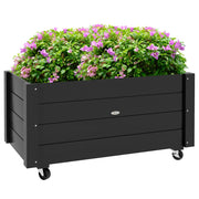 Fioriera da Giardino con Foro di Drenaggio e Rotelle, in Legno di Abete, 89x48x47 cm, Nera