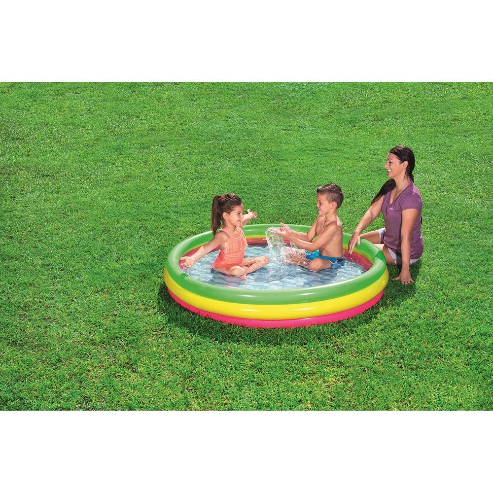 Trade Shop - Piscina Gonfiabile Arcobaleno A 3 Anelli Colorati 152 X 30 Cm Fuori Terra 51103 -