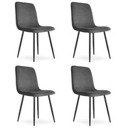 Set di 4 Sedie Rift in Velluto a Coste Grigio con Gambe Nere