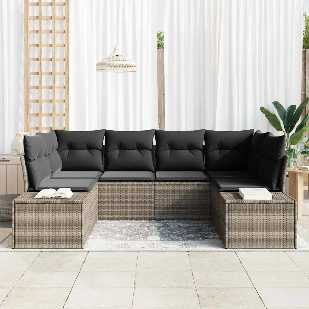 Set Divano da Giardino con cuscino 6 pcs Grigio polyrattan 3347199