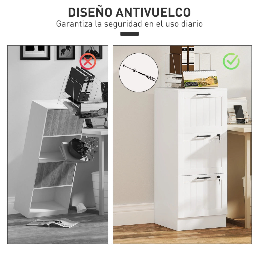 Cassettiera 3 Cassetti per Ufficio ¨C Xylo ¨C Bianco con Guide Regolabili A4