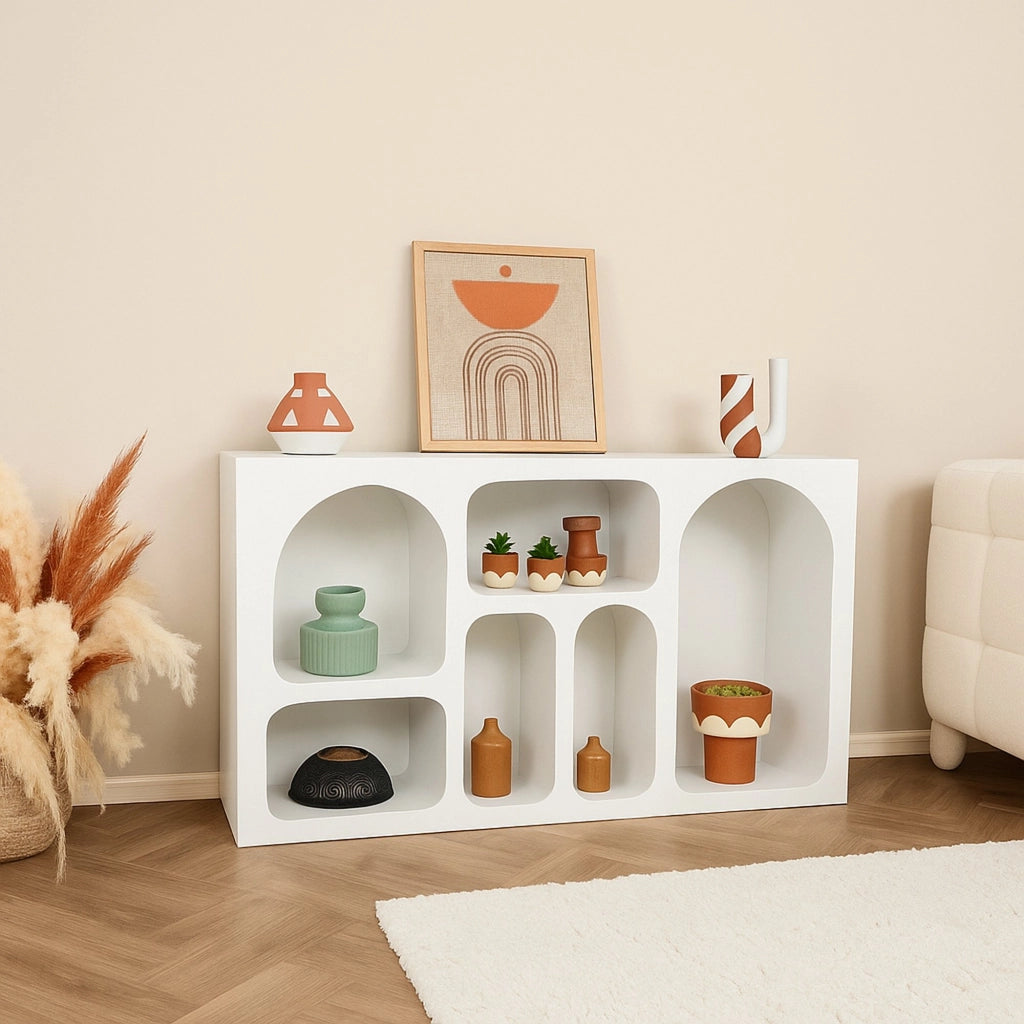 Credenza Arsenio, Buffet da soggiorno, Madia da salotto, Dispensa da cucina, 120x37h74 cm, Bianco