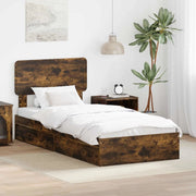 Letto con Contenitore con testiera Rovere fumé 100 x 200 cm 3412308