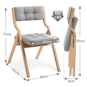 Sedie Pieghevoli Imbottite con Cuscino, Set 2 Pezzi ¨C Xylo ¨C Grigio, Legno, Cucina Pranzo