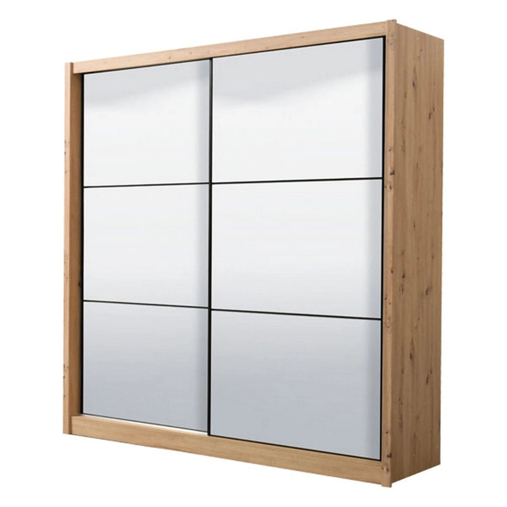 Armadio Camera da Letto Godrano, Guardaroba Grande Appendiabiti, 213x215.5h cm Marrone Rovere Nodi