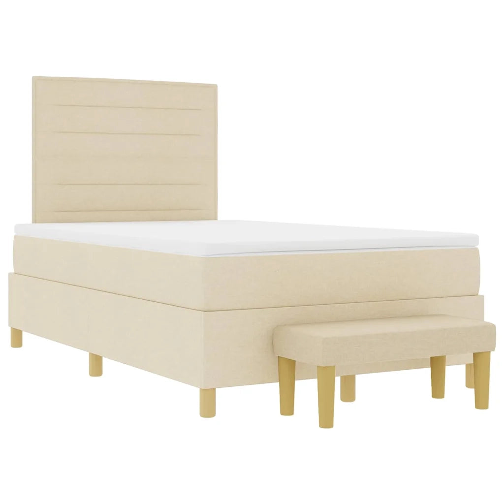 vidaXL Letto a molle con materasso Crema 120 x 190 cm Tessuto