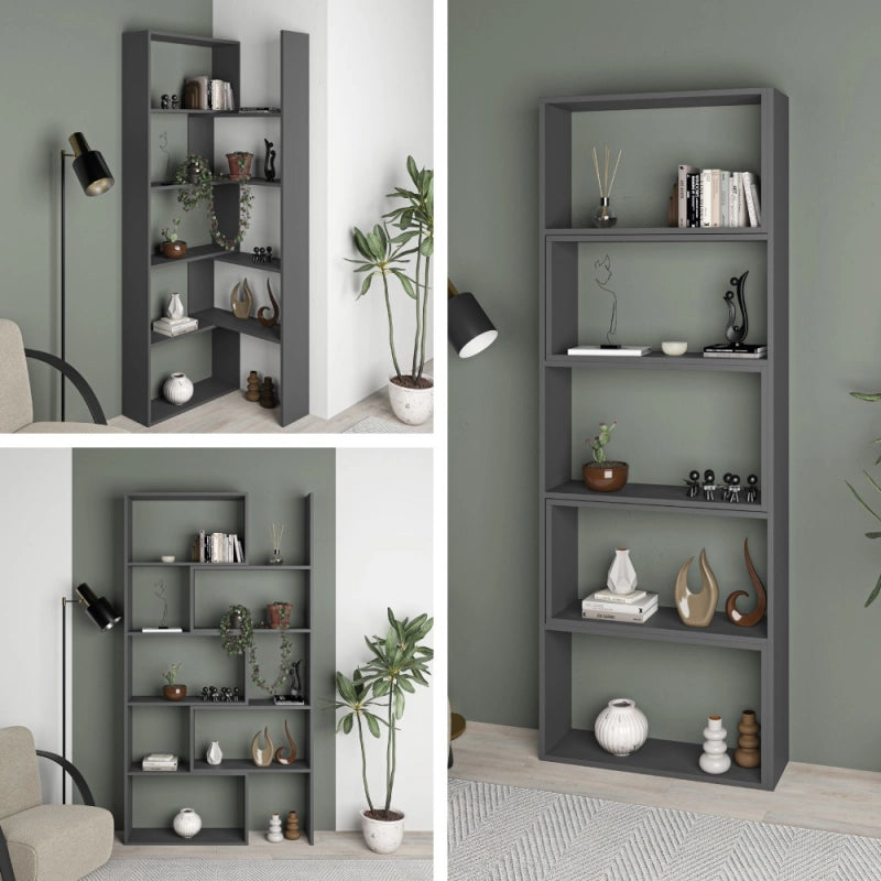Libreria Wish estensibile angolare antracite 200h
