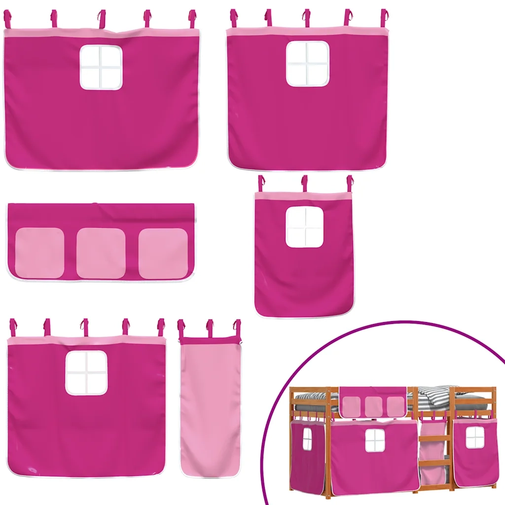 Letto a Castello senza Materasso Rosa 90x190 cm Legno di Pino